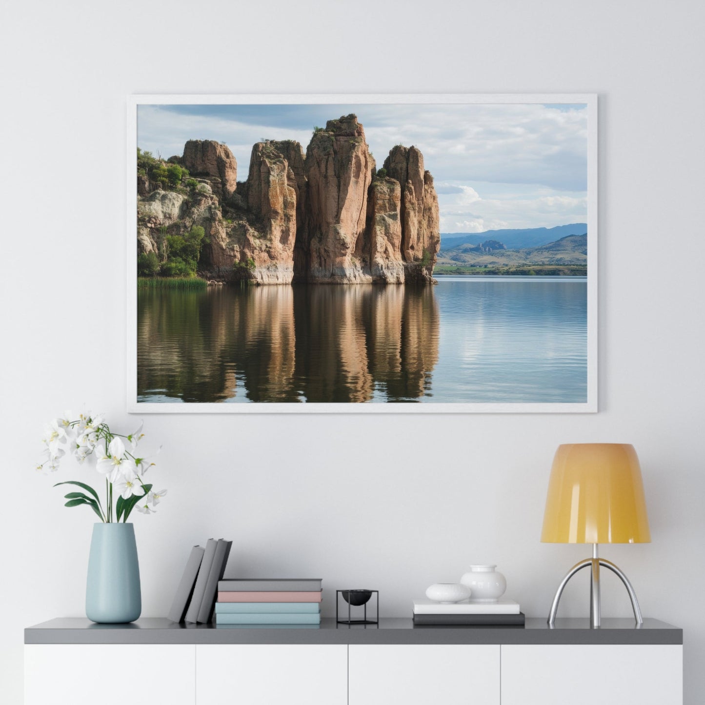 Mirror Monoliths — Lake Reflections (Framed) - JG Visual Arts