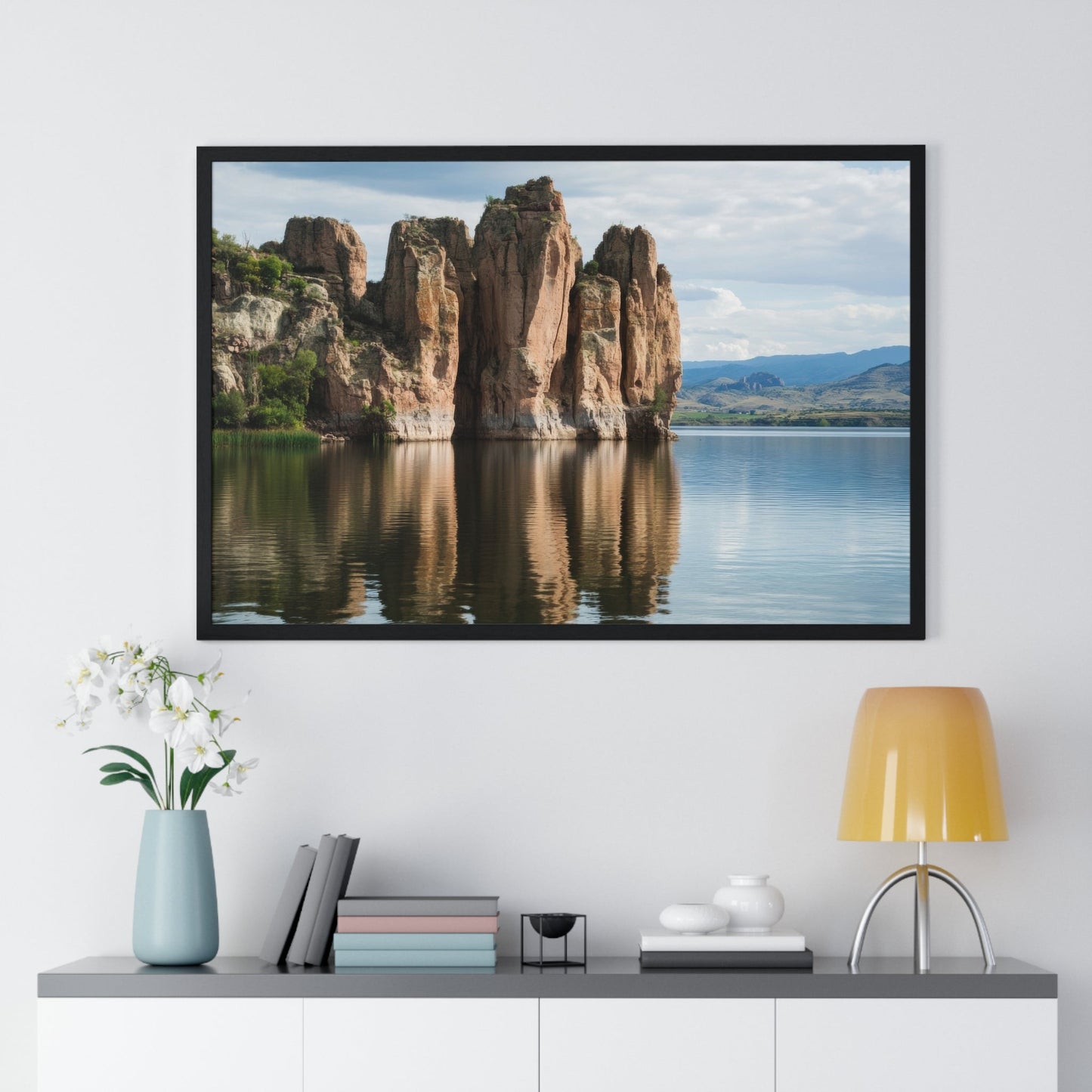 Mirror Monoliths — Lake Reflections (Framed) - JG Visual Arts