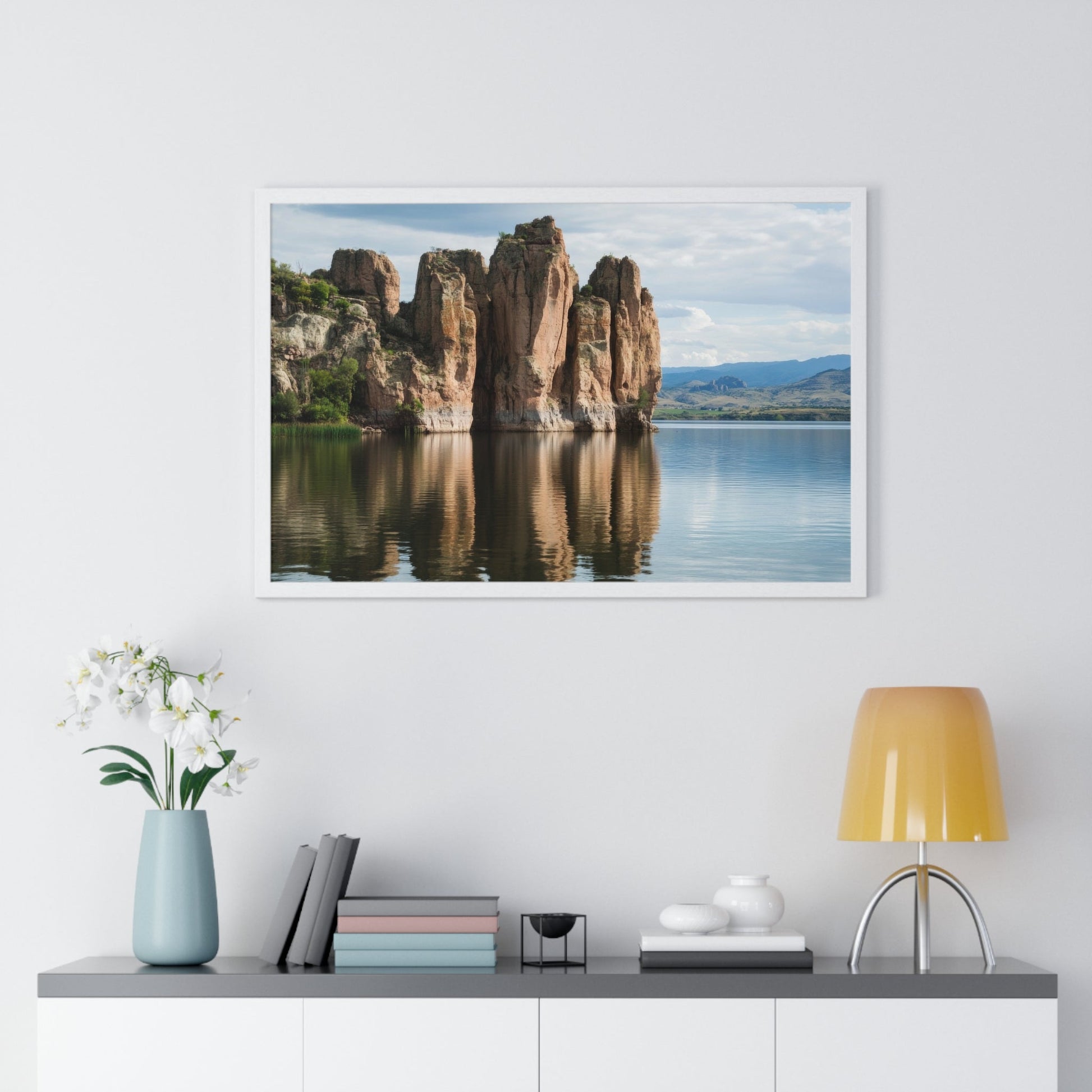 Mirror Monoliths — Lake Reflections (Framed) - JG Visual Arts