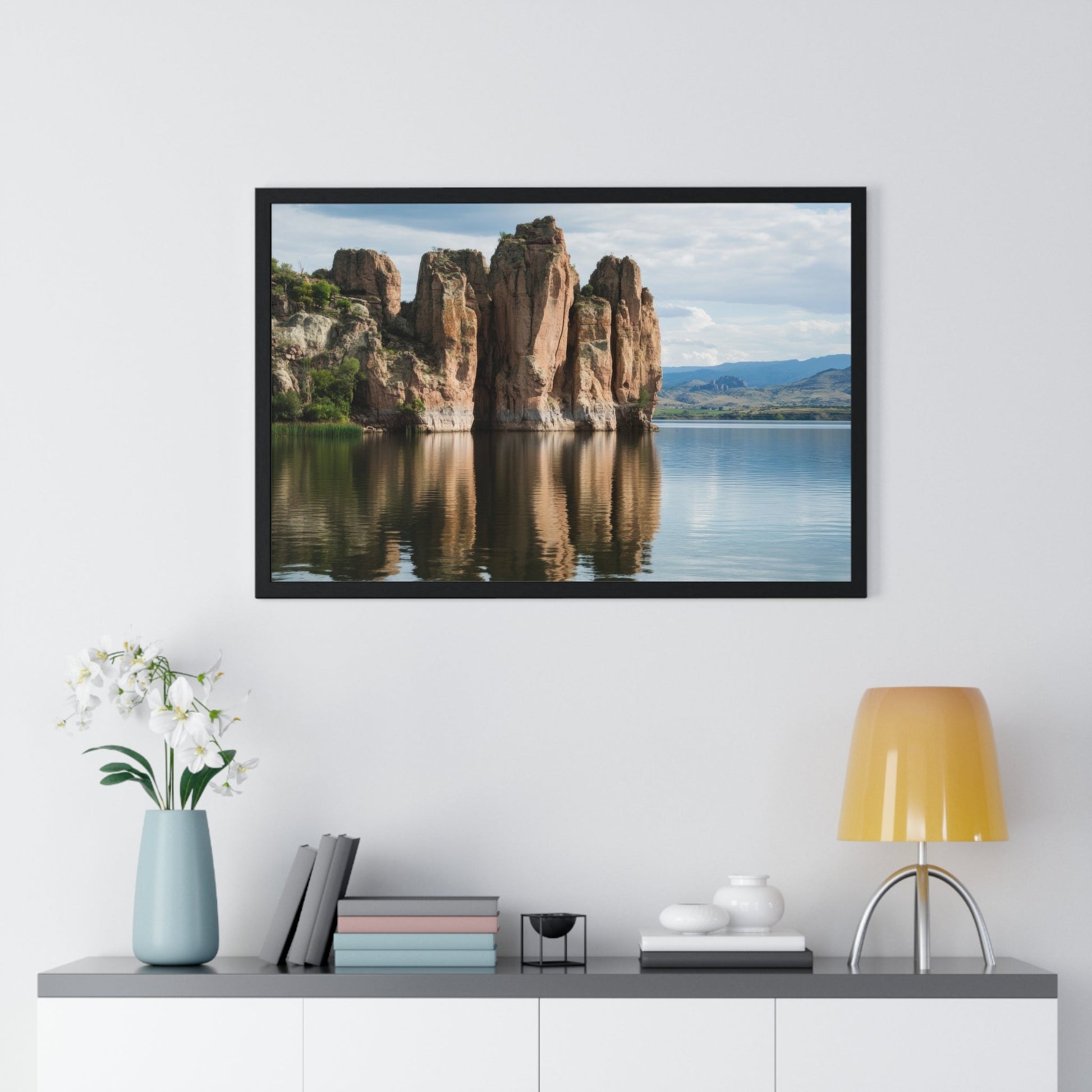 Mirror Monoliths — Lake Reflections (Framed) - JG Visual Arts