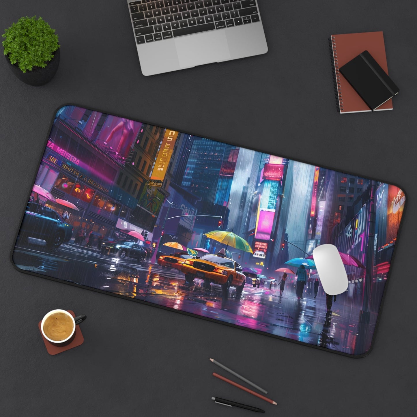 Neon Crossing — Night City Desk Mat - JG Visual Arts
