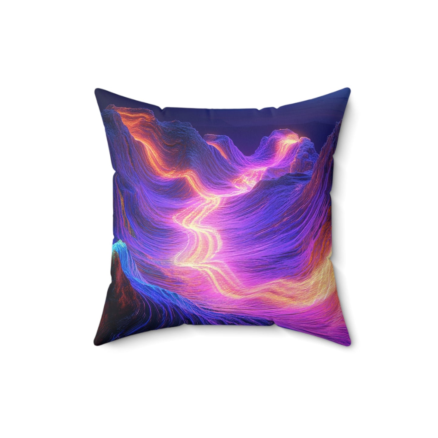 Neon Ridge — Electric Wave Landscape Throw Pillow - JG Visual Arts