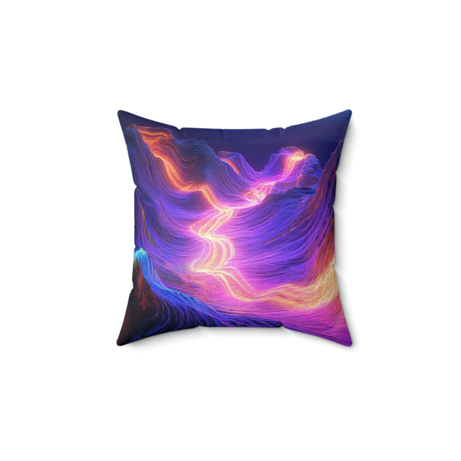 Neon Ridge — Electric Wave Landscape Throw Pillow - JG Visual Arts