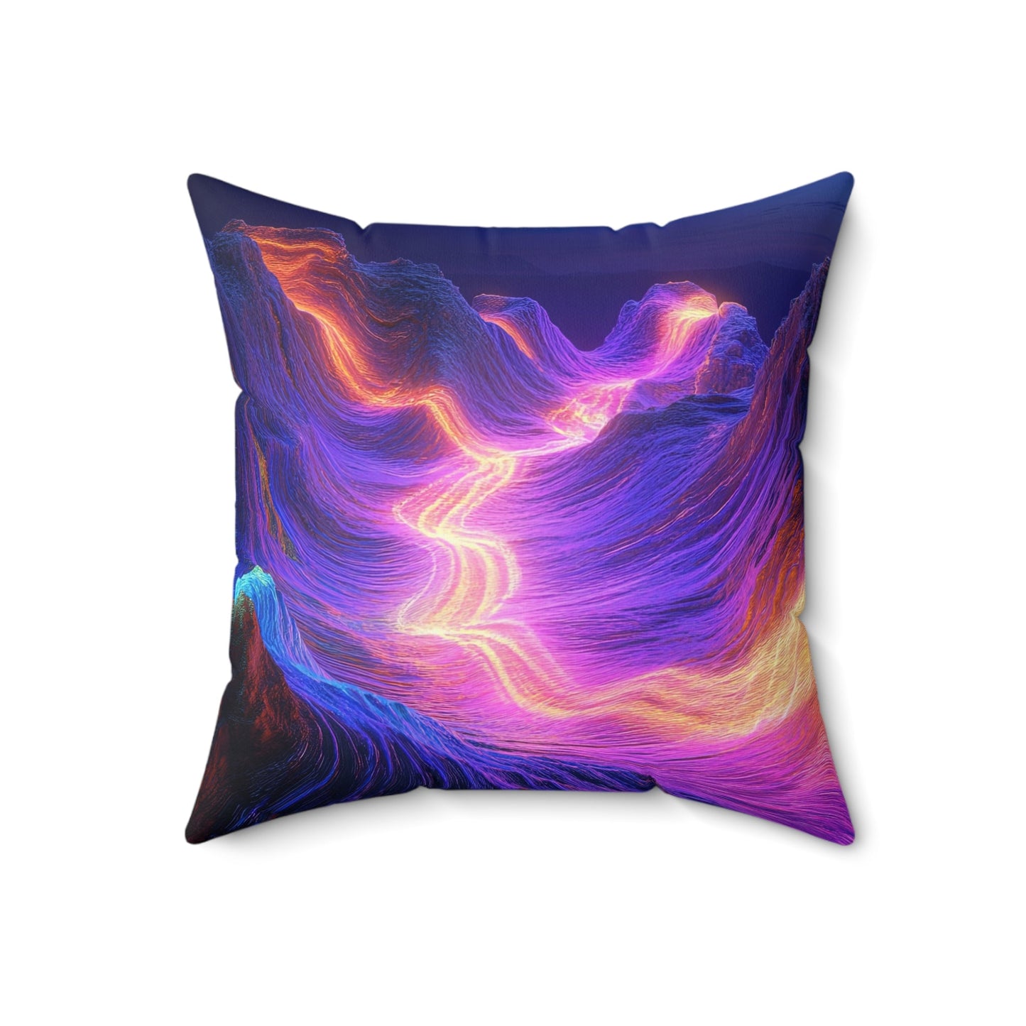 Neon Ridge — Electric Wave Landscape Throw Pillow - JG Visual Arts