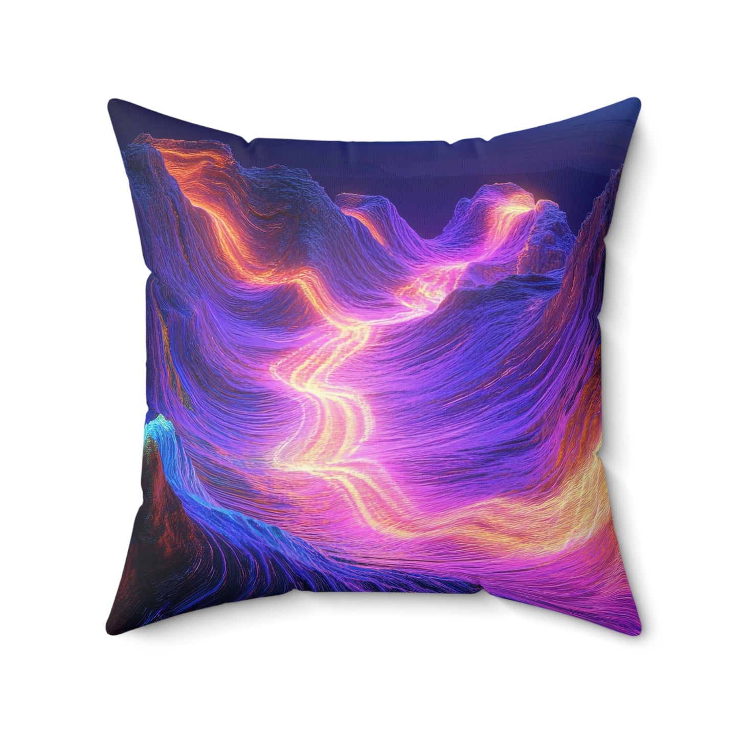 Neon Ridge — Electric Wave Landscape Throw Pillow - JG Visual Arts