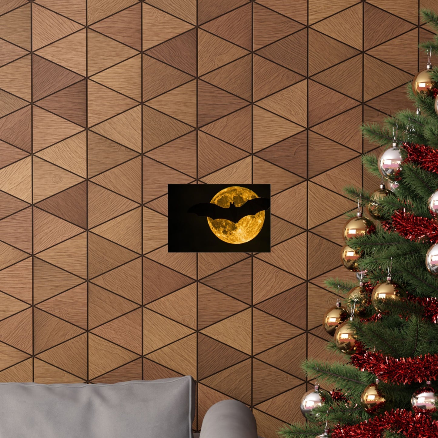 Night Flight — Bat Over the Golden Moon Poster - JG Visual Arts