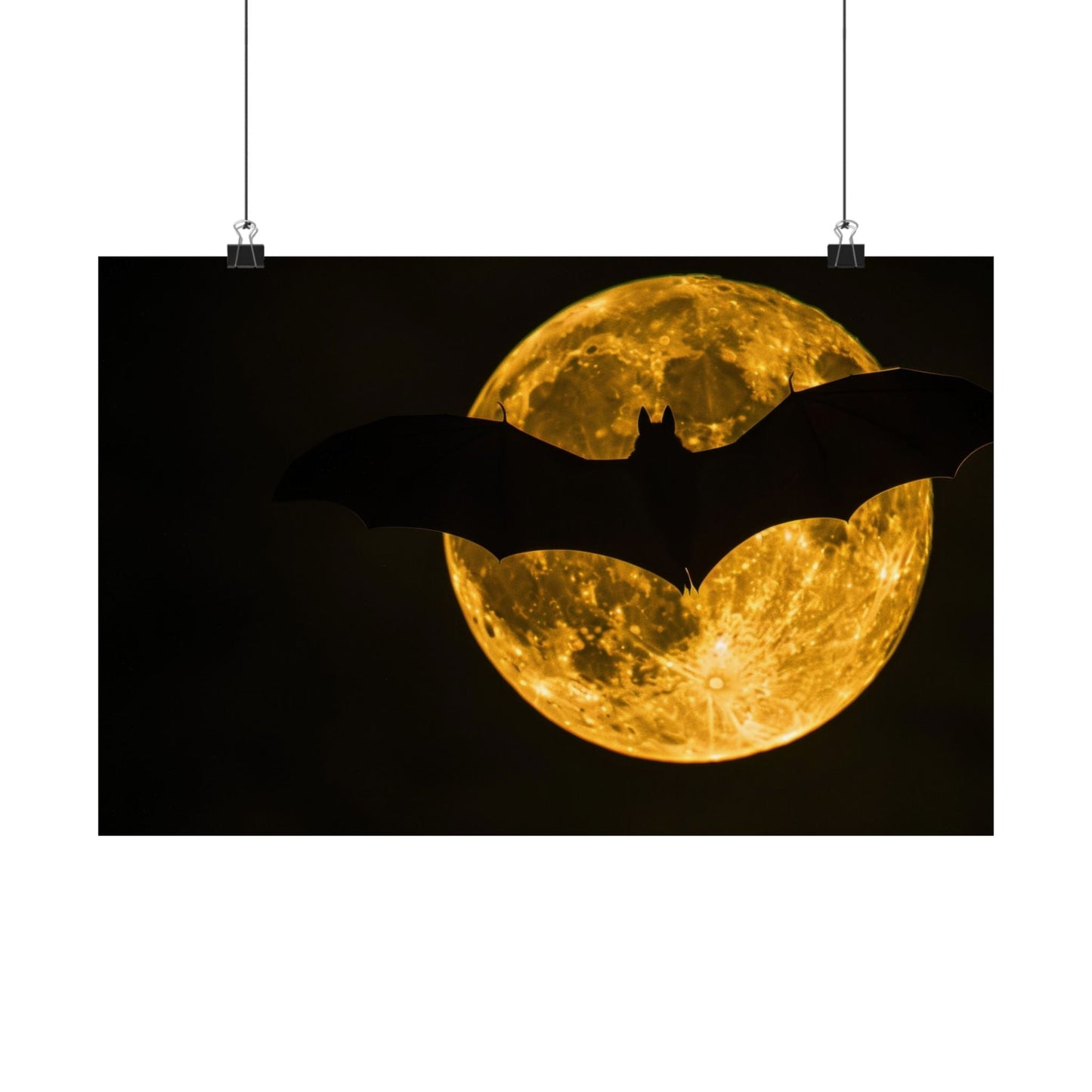 Night Flight — Bat Over the Golden Moon Poster - JG Visual Arts