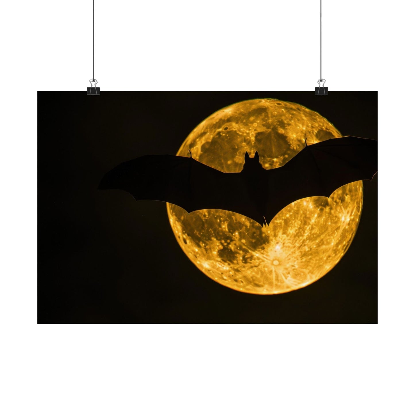 Night Flight — Bat Over the Golden Moon Poster - JG Visual Arts