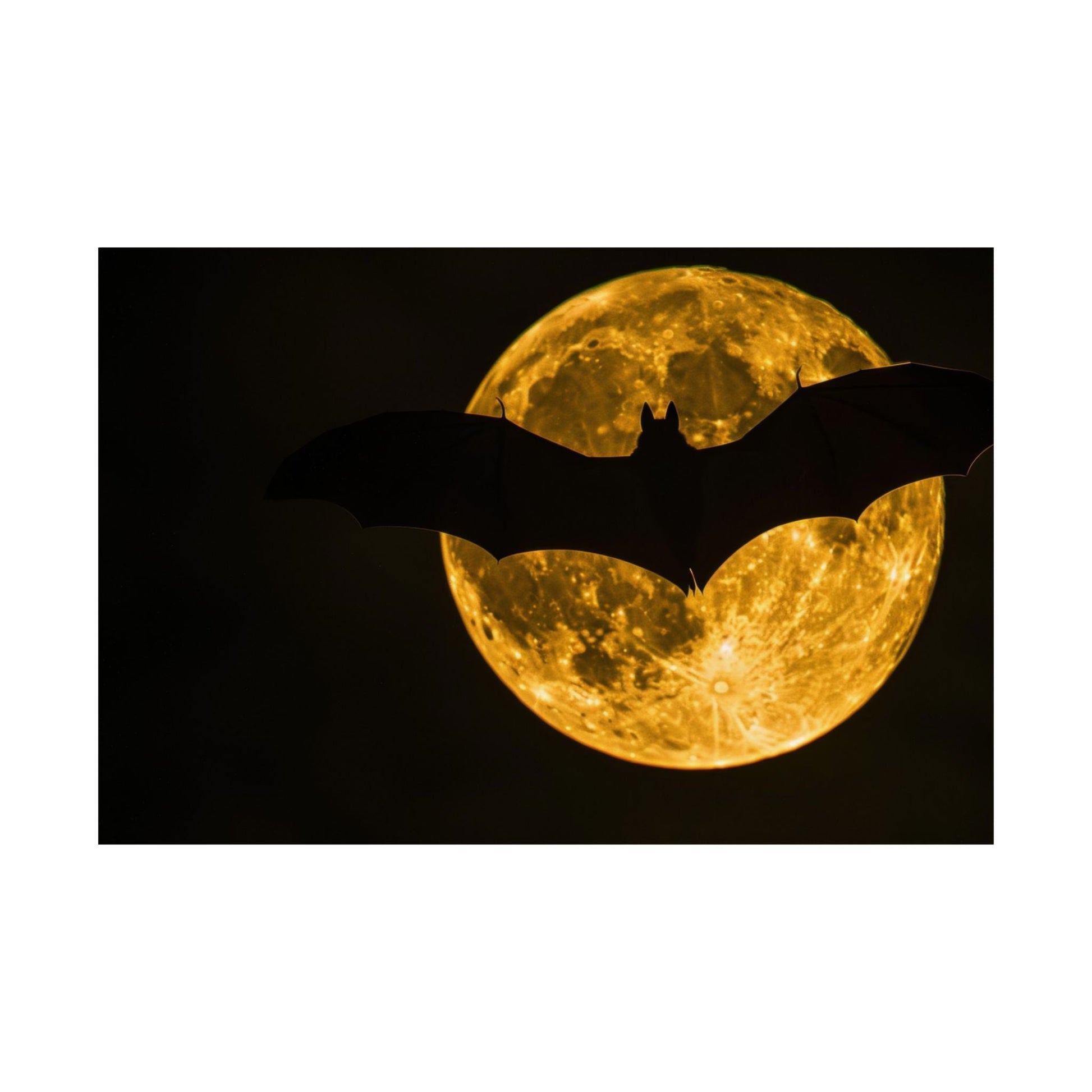 Night Flight — Bat Over the Golden Moon Poster - JG Visual Arts