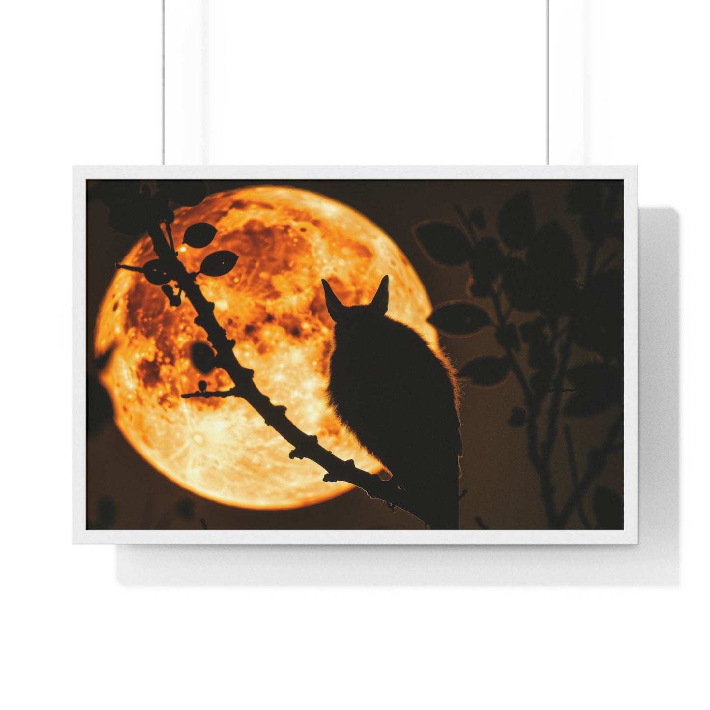Night Watch — Owl Under the Harvest Moon (Framed) - JG Visual Arts