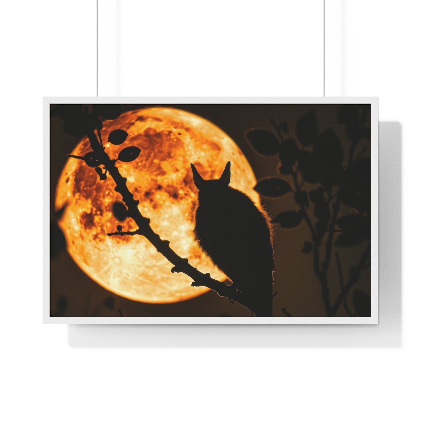 Night Watch — Owl Under the Harvest Moon (Framed) - JG Visual Arts