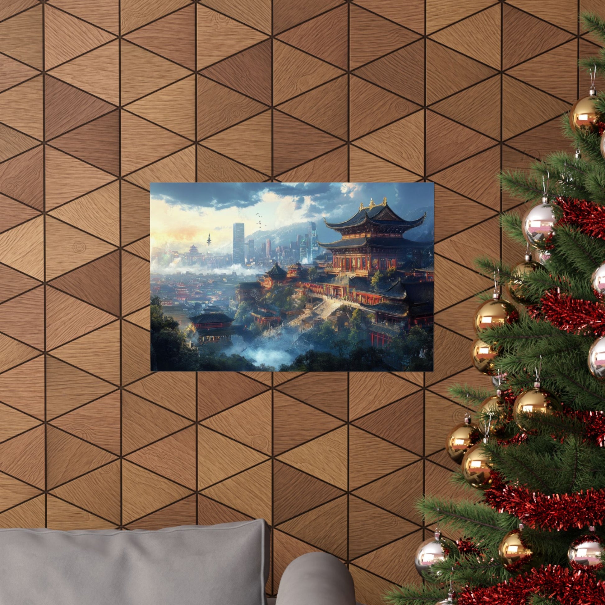 Old Gods, New City — Temple and Skyline Poster - JG Visual Arts