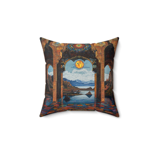 Persian Atrium — Stained Glass Palace Throw Pillow - JDG Visual Arts