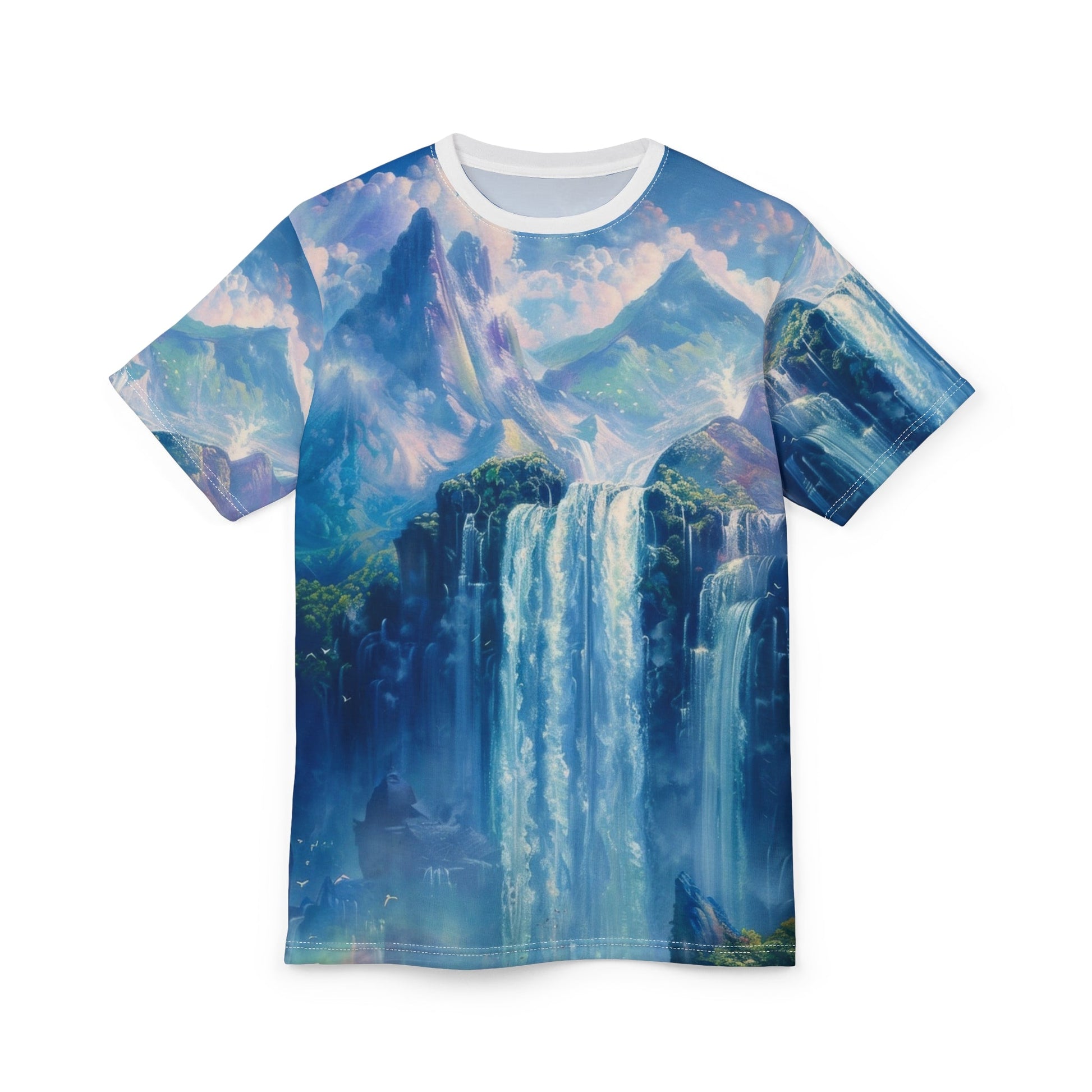 Scenic Waterfall Unisex Tee - Nature - Inspired Cut & Sew Shirt - JDG Visual Arts
