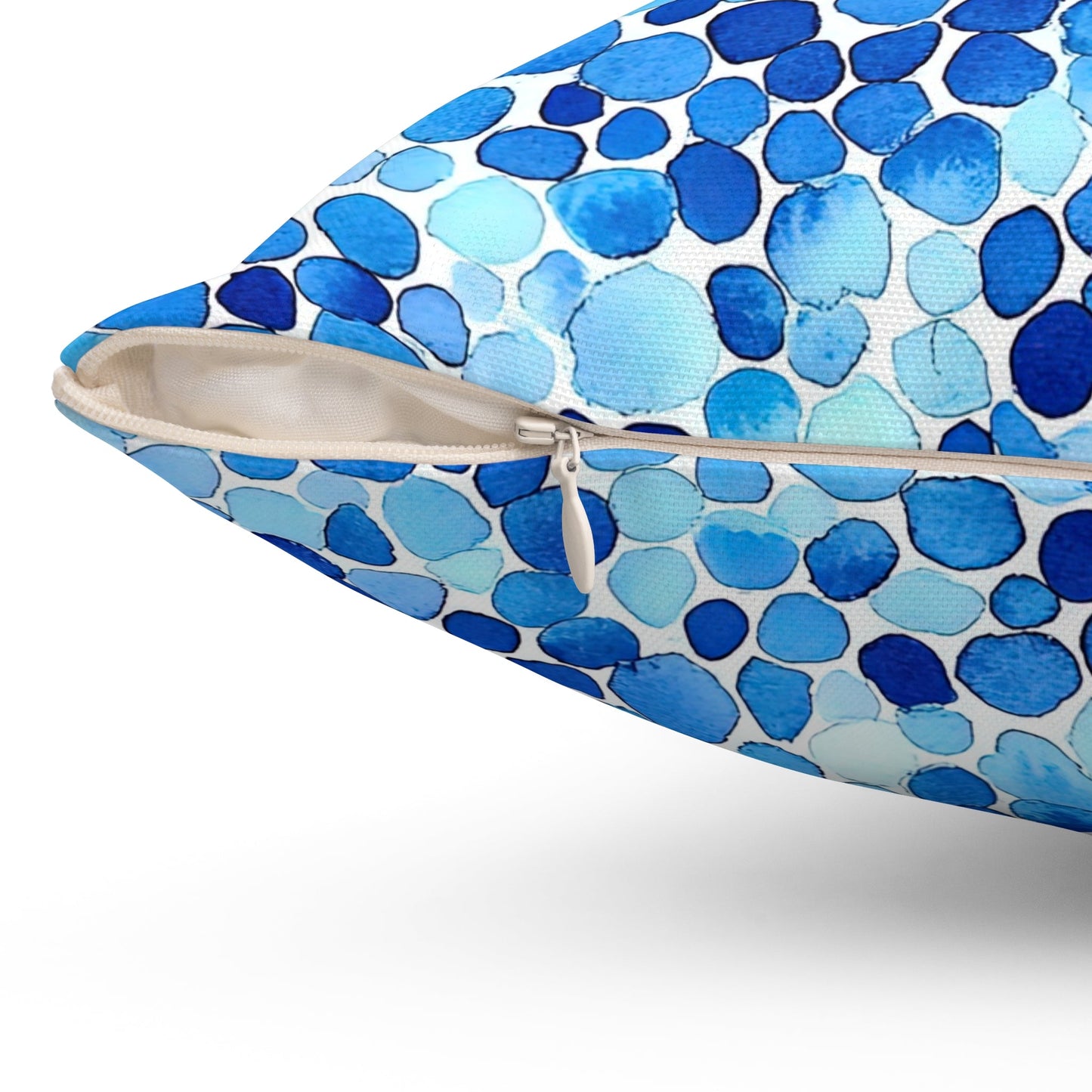 Sea Glass — Blue Watercolor Mosaic Throw Pillow - JG Visual Arts