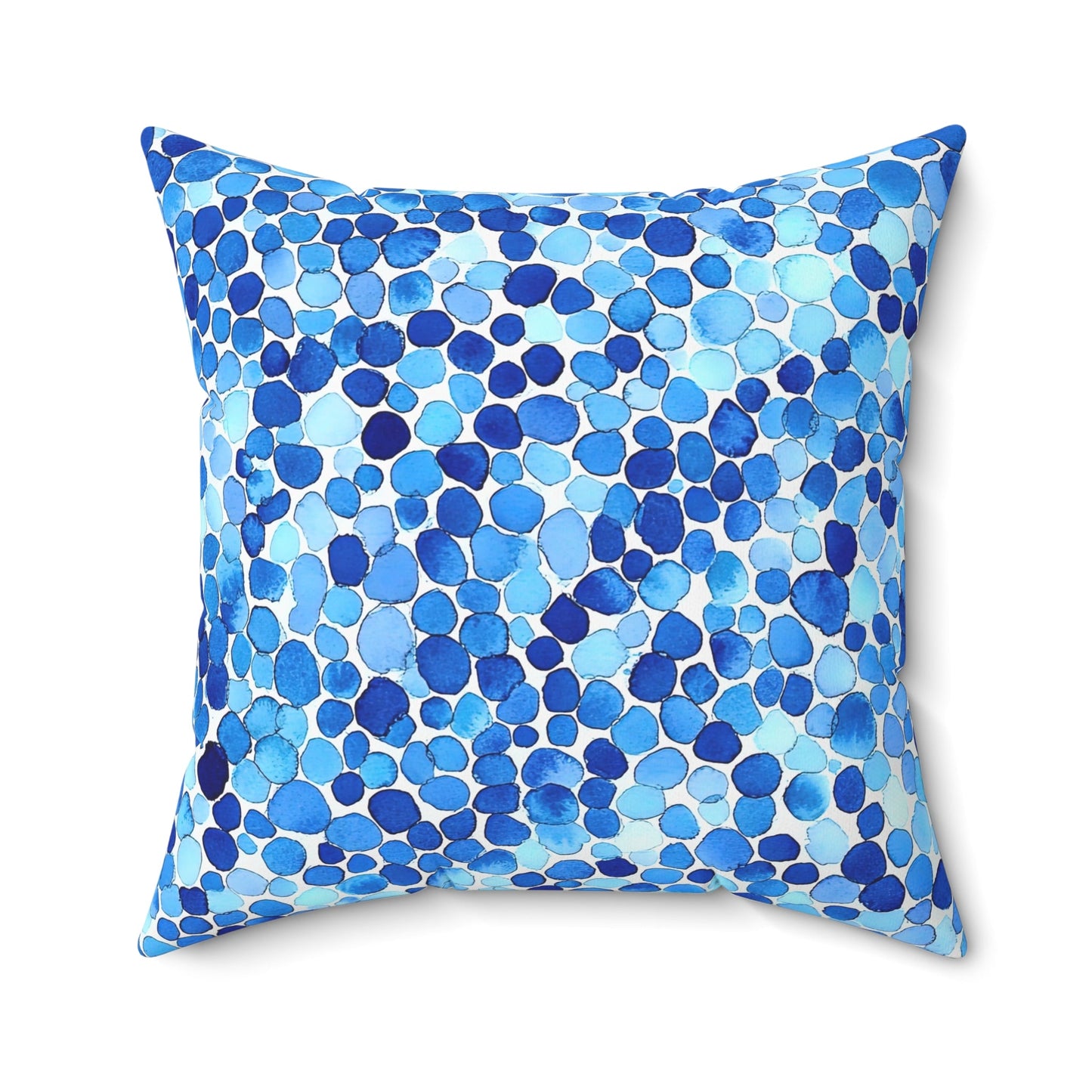 Sea Glass — Blue Watercolor Mosaic Throw Pillow - JG Visual Arts