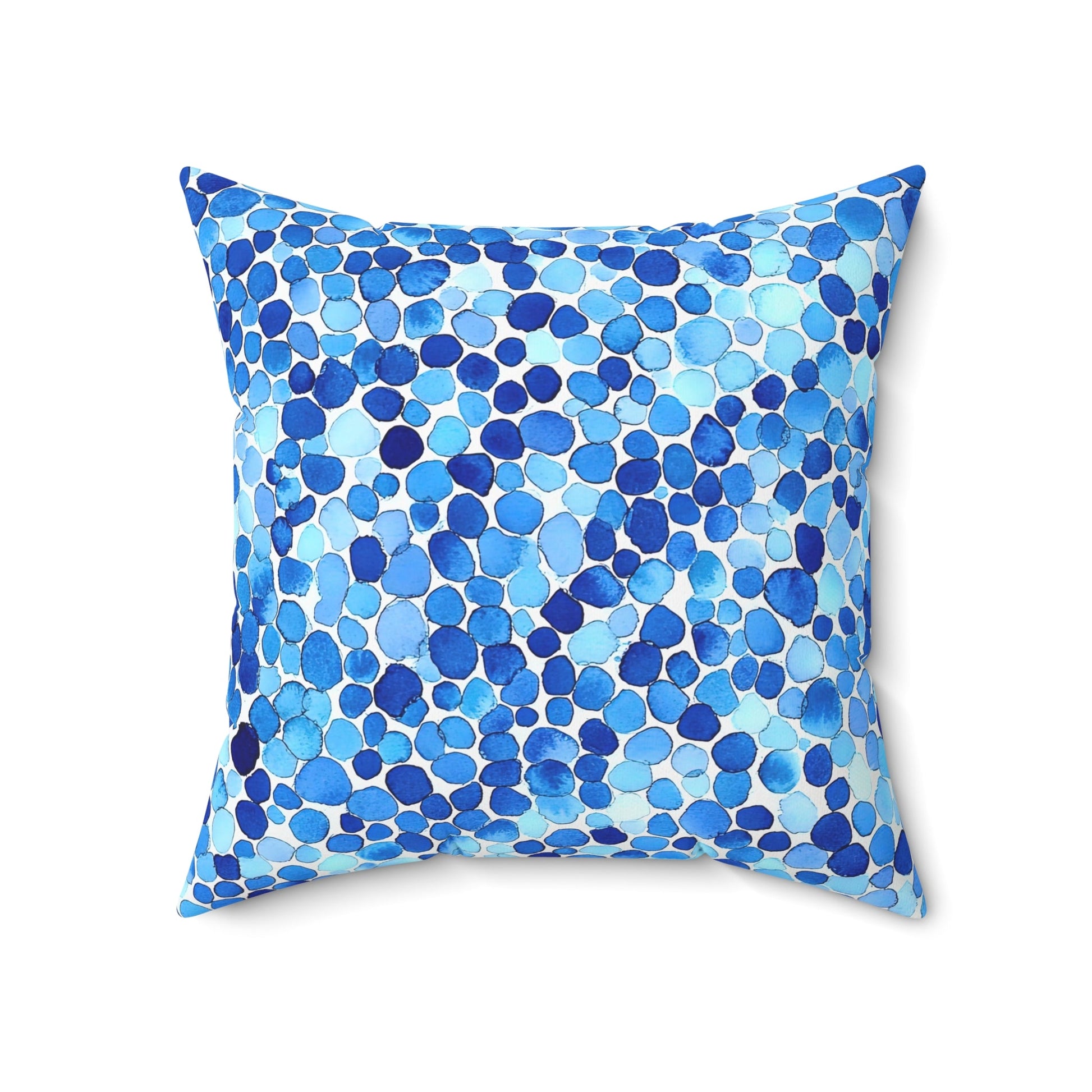Sea Glass — Blue Watercolor Mosaic Throw Pillow - JG Visual Arts