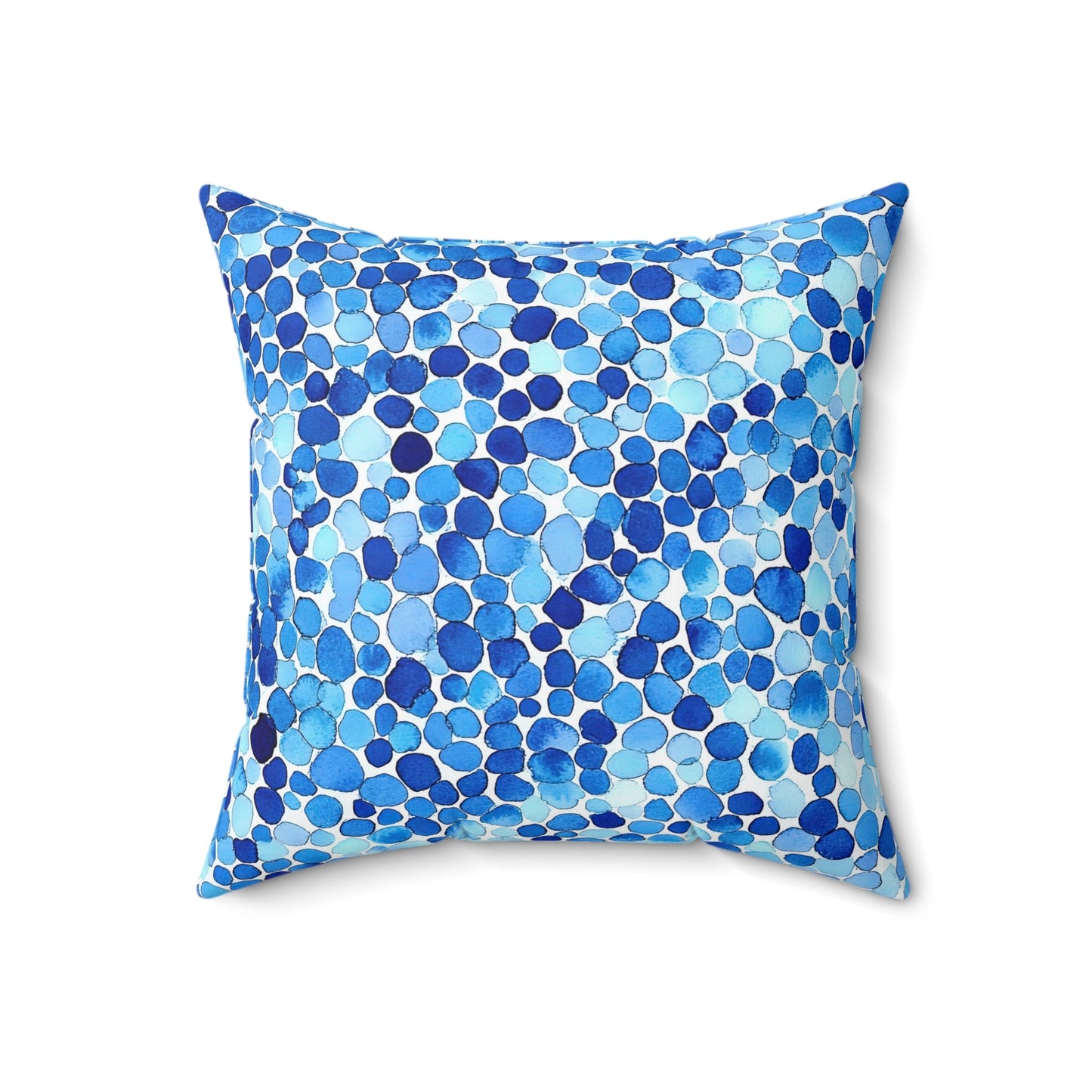 Sea Glass — Blue Watercolor Mosaic Throw Pillow - JG Visual Arts