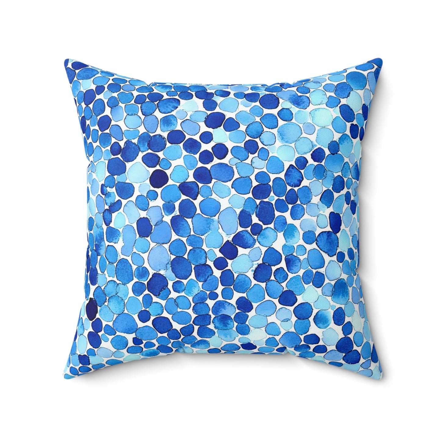 Sea Glass — Blue Watercolor Mosaic Throw Pillow - JG Visual Arts