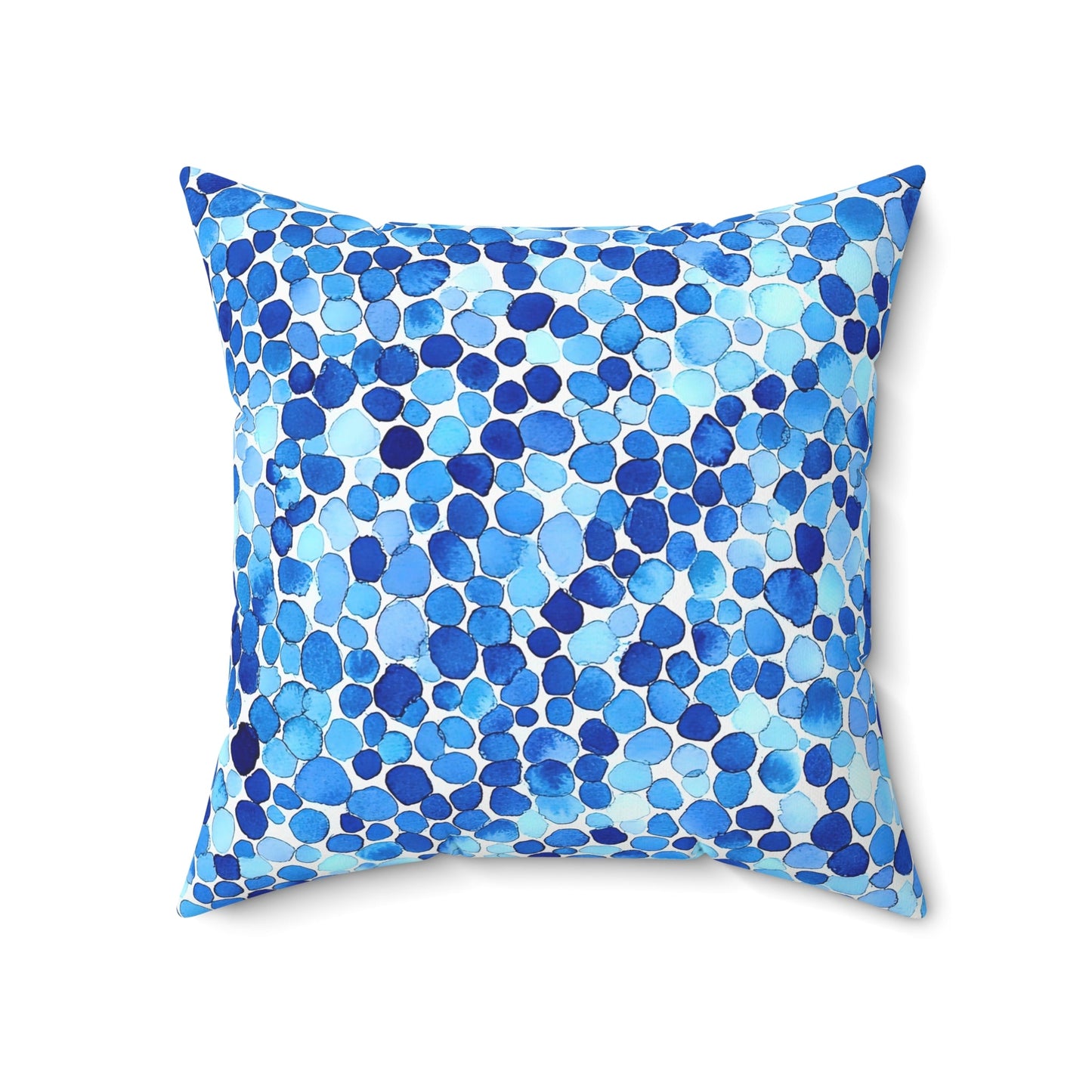 Sea Glass — Blue Watercolor Mosaic Throw Pillow - JG Visual Arts