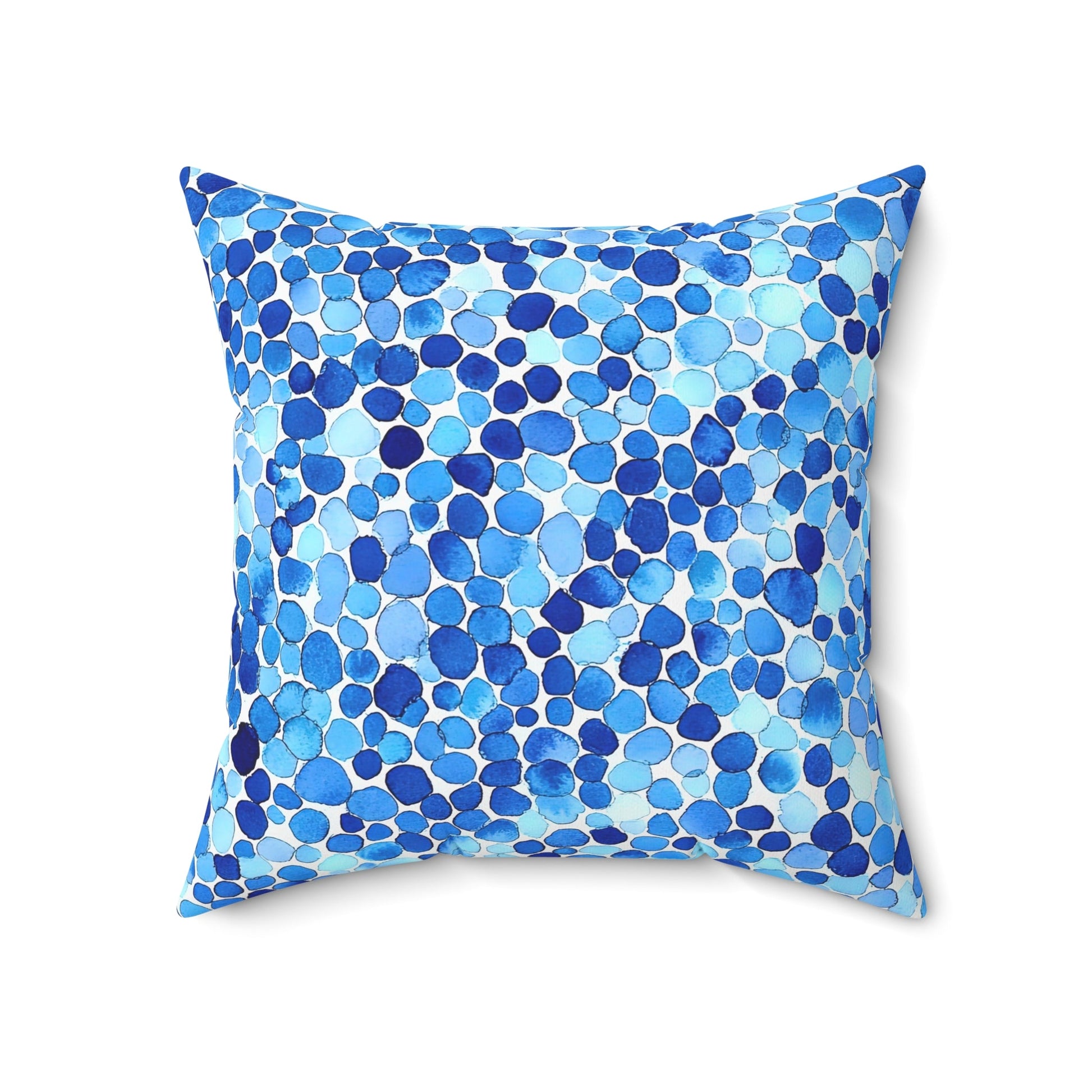 Sea Glass — Blue Watercolor Mosaic Throw Pillow - JG Visual Arts