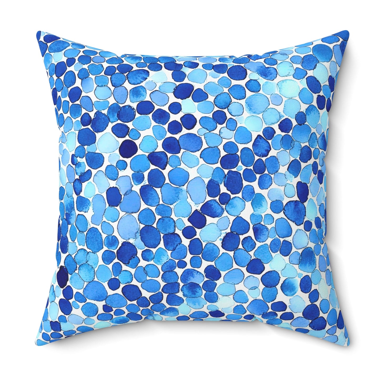Sea Glass — Blue Watercolor Mosaic Throw Pillow - JG Visual Arts