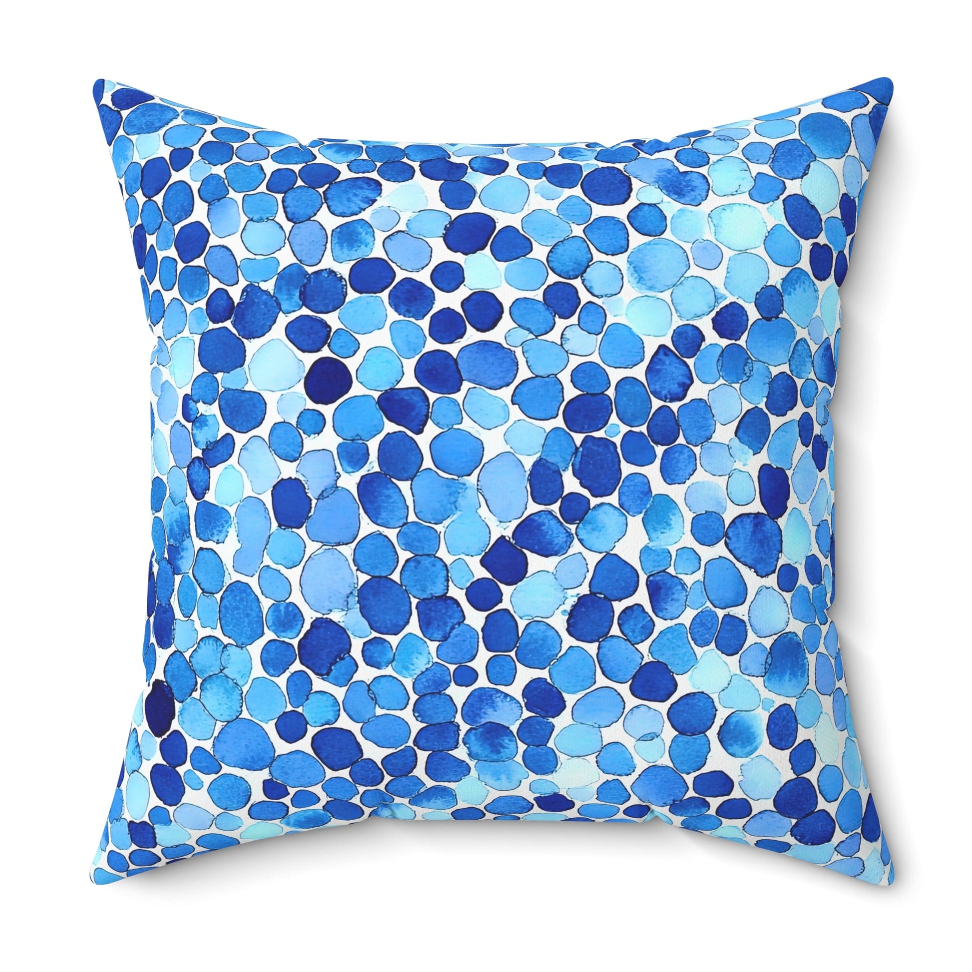 Sea Glass — Blue Watercolor Mosaic Throw Pillow - JG Visual Arts