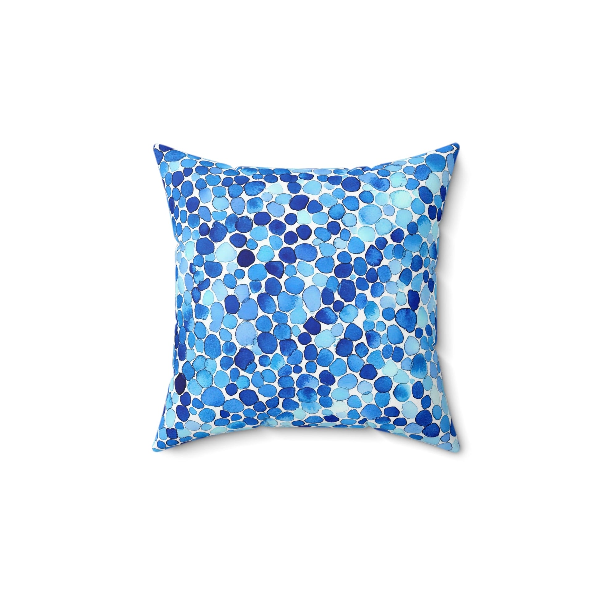 Sea Glass — Blue Watercolor Mosaic Throw Pillow - JG Visual Arts
