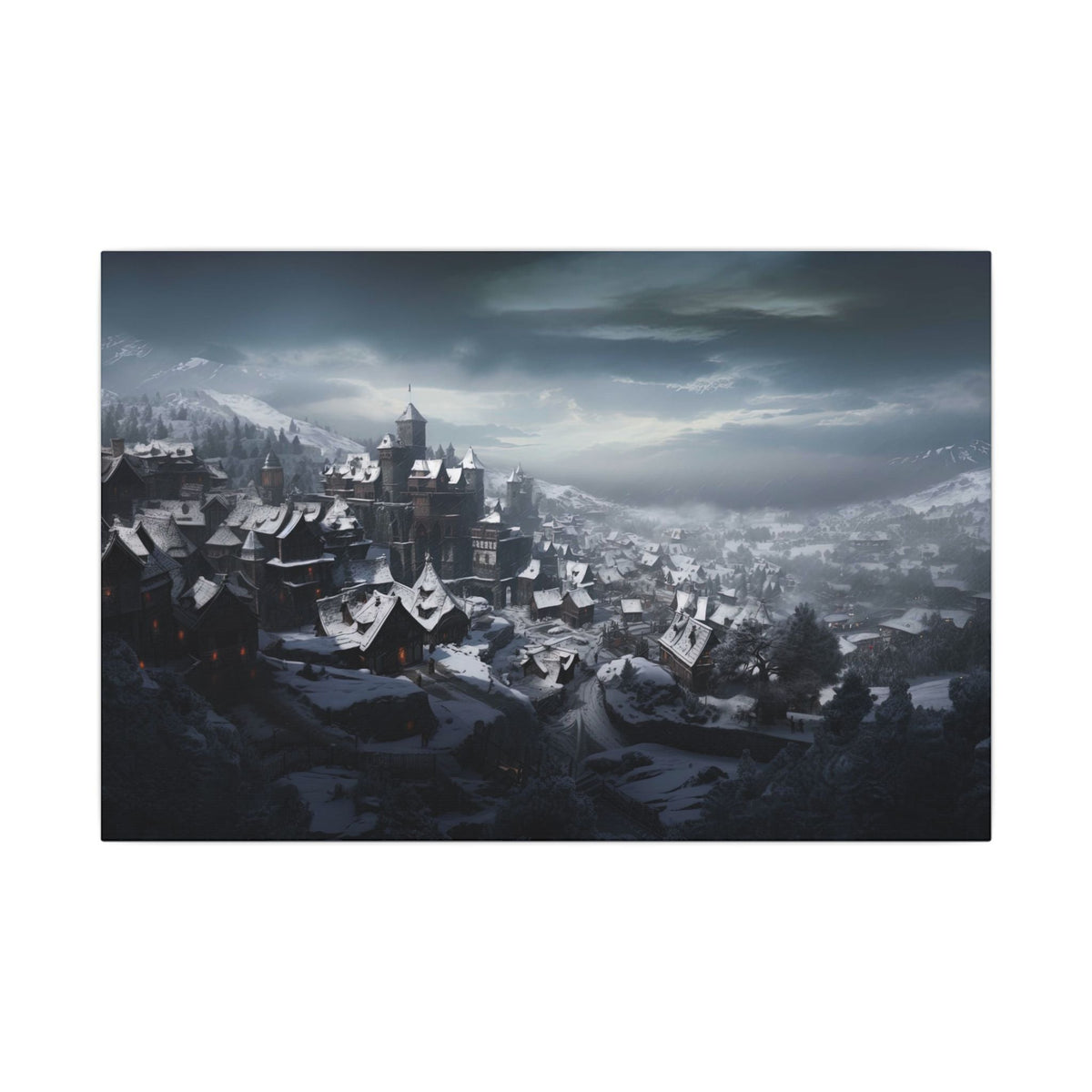Snow Over the Old Town Canvas - JG Visual Arts