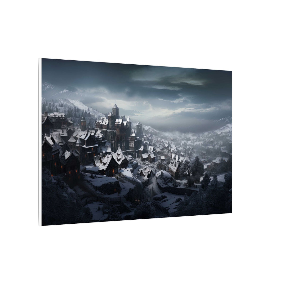 Snow Over the Old Town Canvas - JG Visual Arts