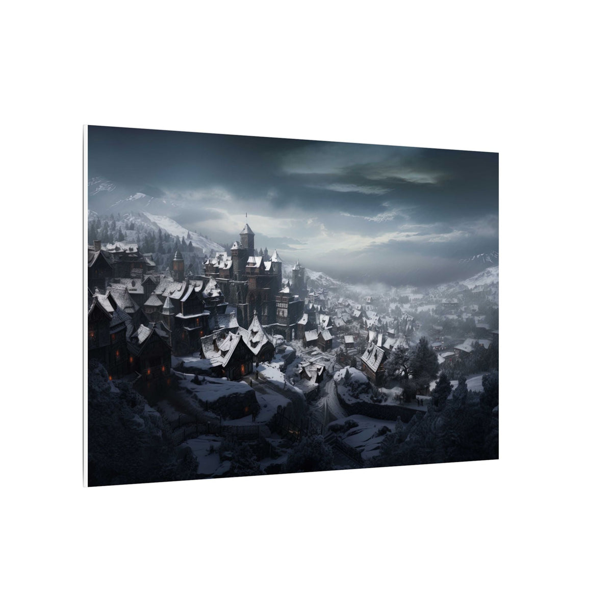 Snow Over the Old Town Canvas - JG Visual Arts