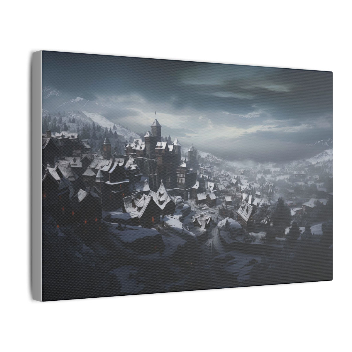 Snow Over the Old Town Canvas - JG Visual Arts