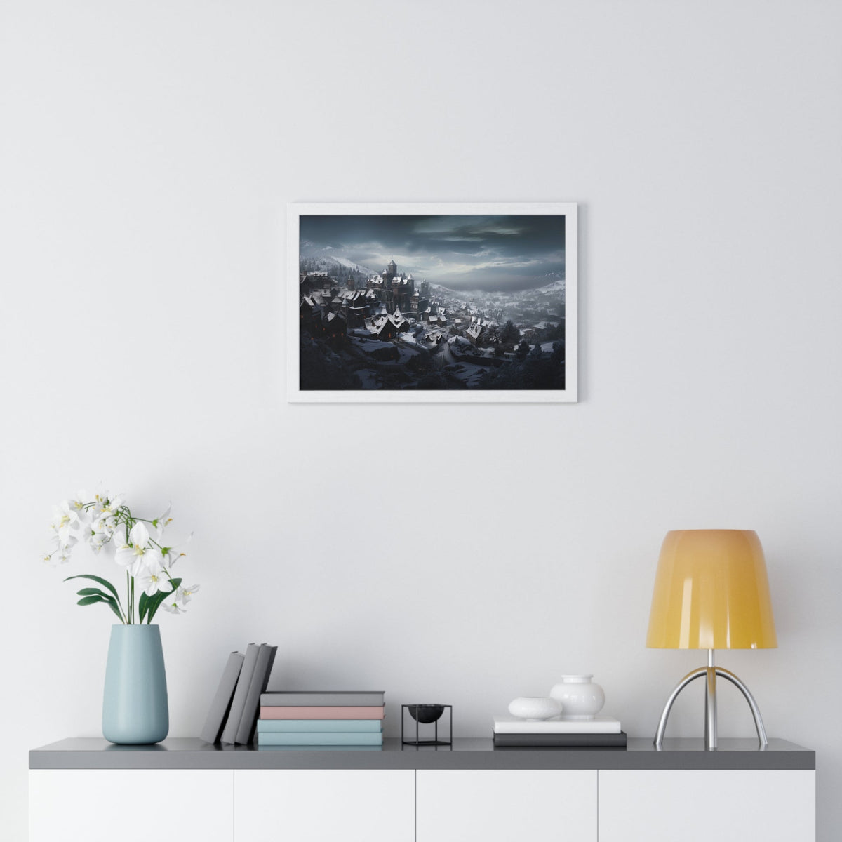 Snow Over the Old Town Framed Print - JG Visual Arts
