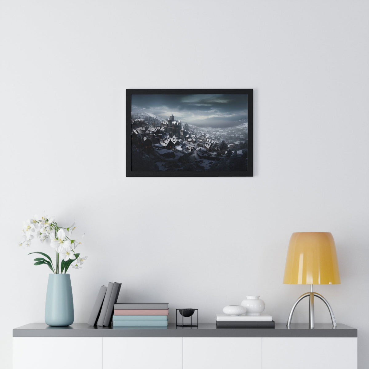 Snow Over the Old Town Framed Print - JG Visual Arts
