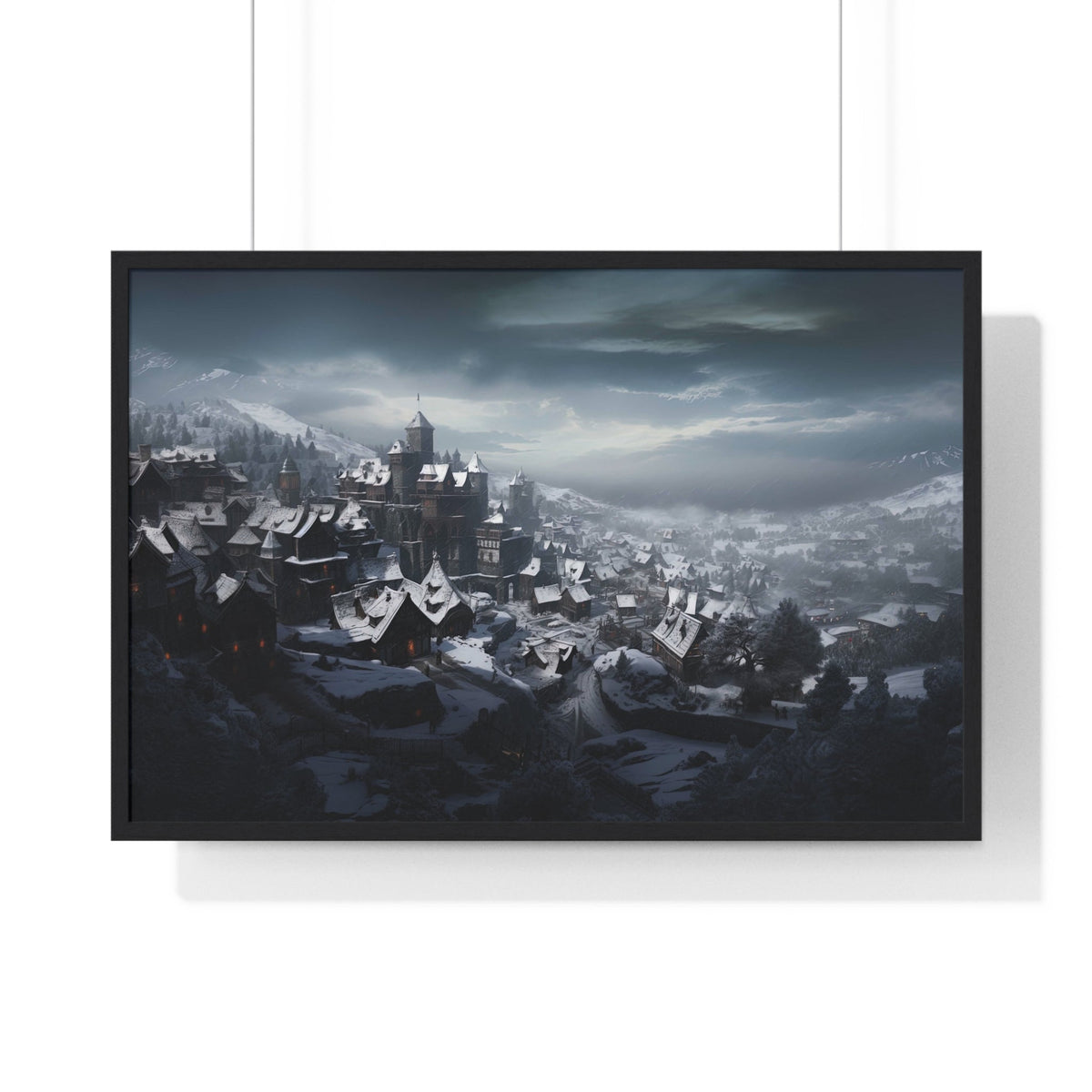 Snow Over the Old Town Framed Print - JG Visual Arts