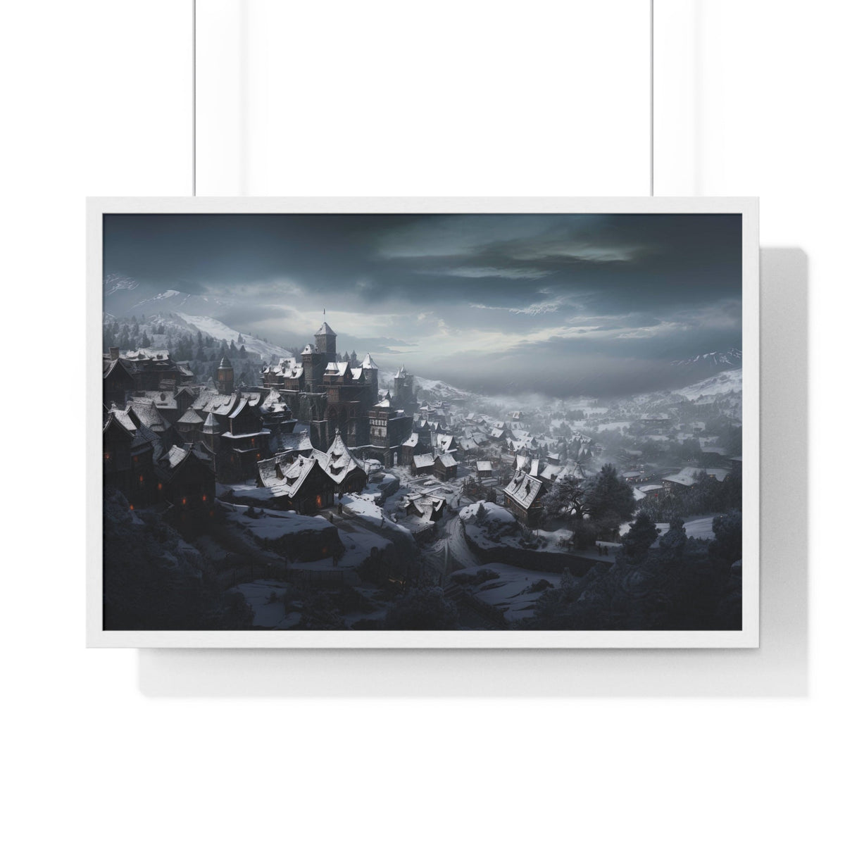 Snow Over the Old Town Framed Print - JG Visual Arts