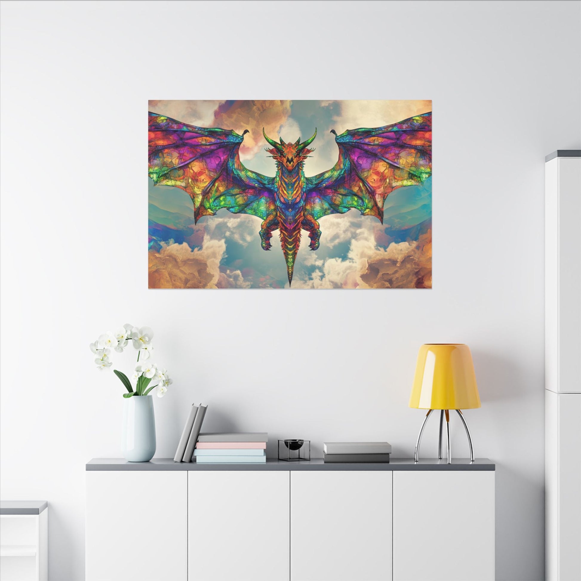Stained Glass Dragon — Rainbow Wings Canvas - JG Visual Arts