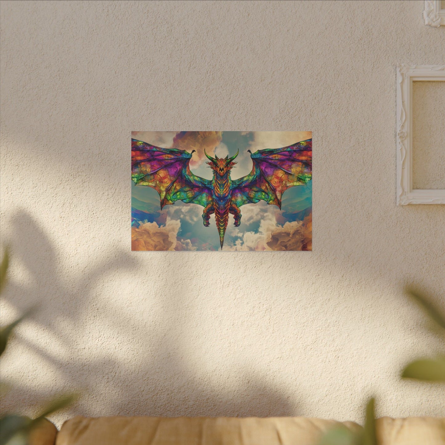 Stained Glass Dragon — Rainbow Wings Canvas - JG Visual Arts