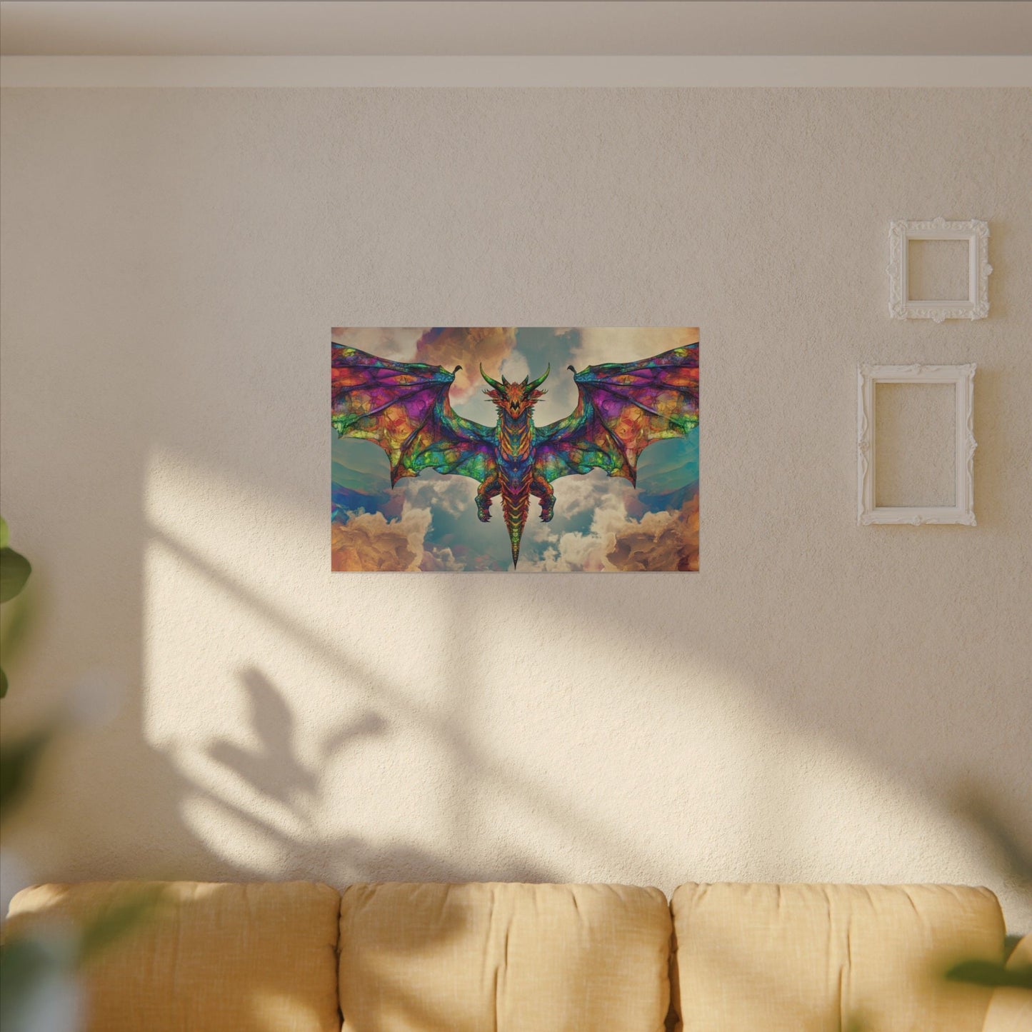 Stained Glass Dragon — Rainbow Wings Canvas - JG Visual Arts