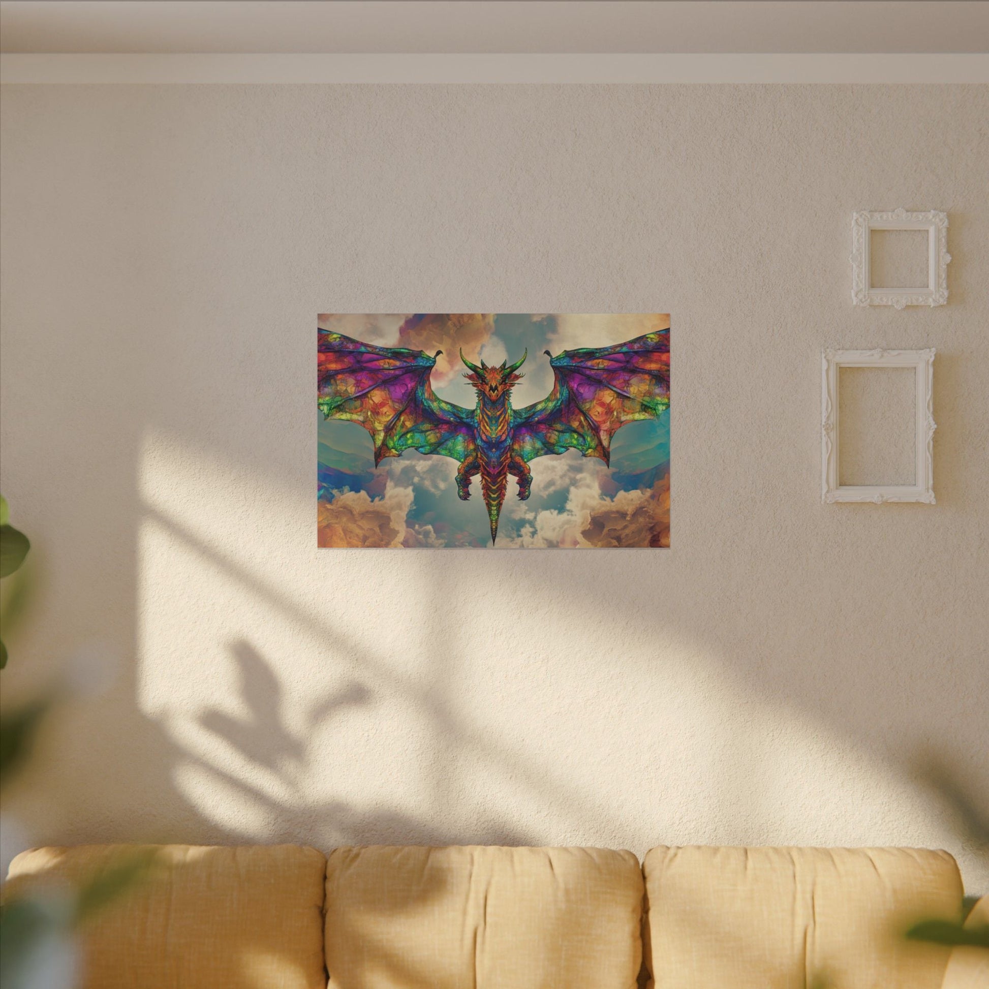 Stained Glass Dragon — Rainbow Wings Canvas - JG Visual Arts
