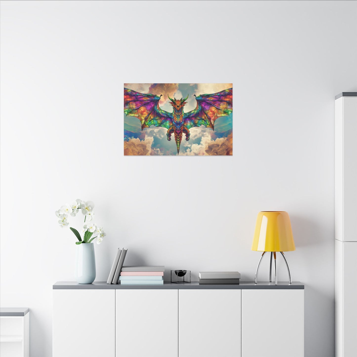 Stained Glass Dragon — Rainbow Wings Canvas - JG Visual Arts
