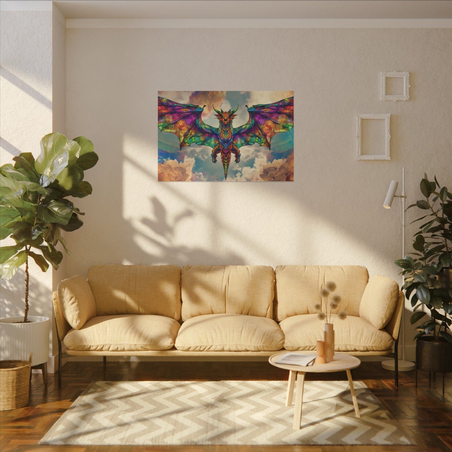 Stained Glass Dragon — Rainbow Wings Canvas - JG Visual Arts