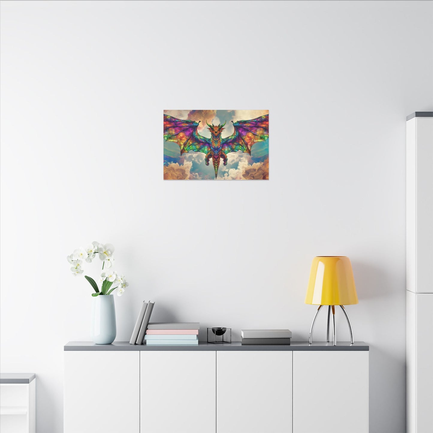 Stained Glass Dragon — Rainbow Wings Canvas - JG Visual Arts