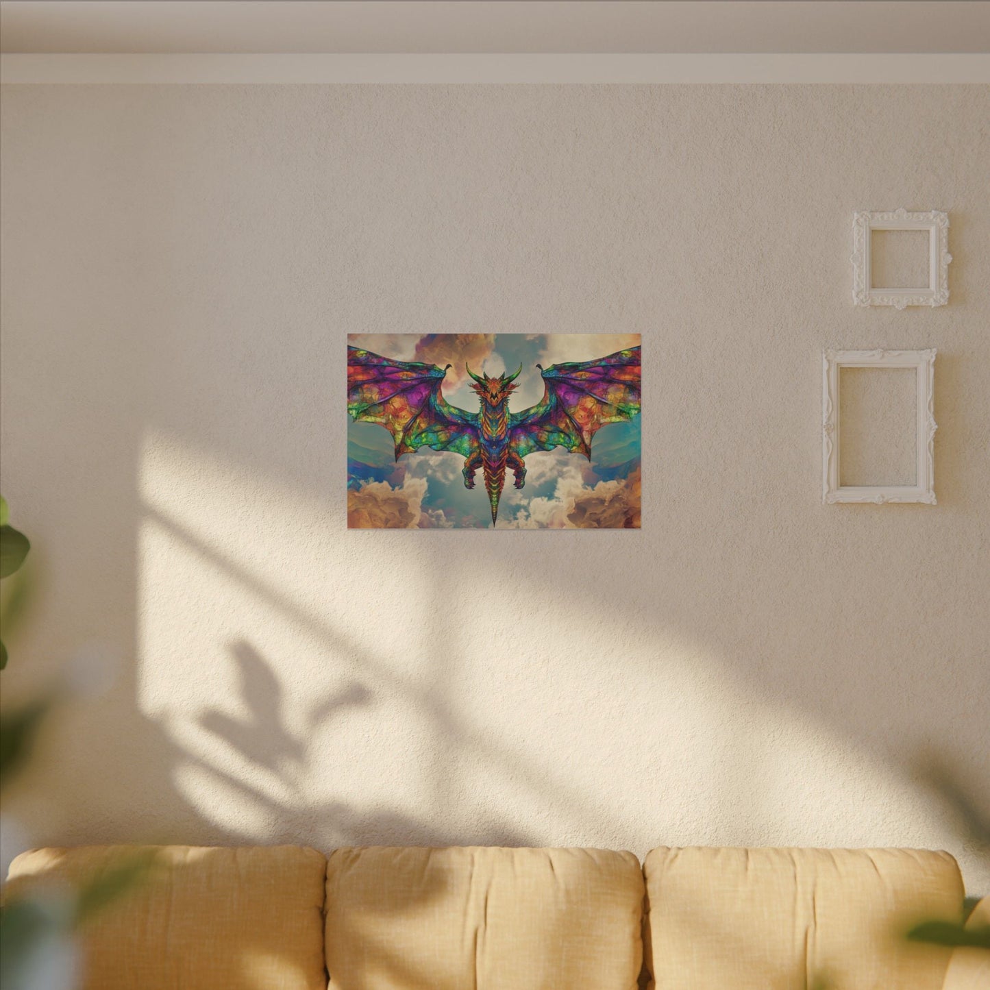 Stained Glass Dragon — Rainbow Wings Canvas - JG Visual Arts