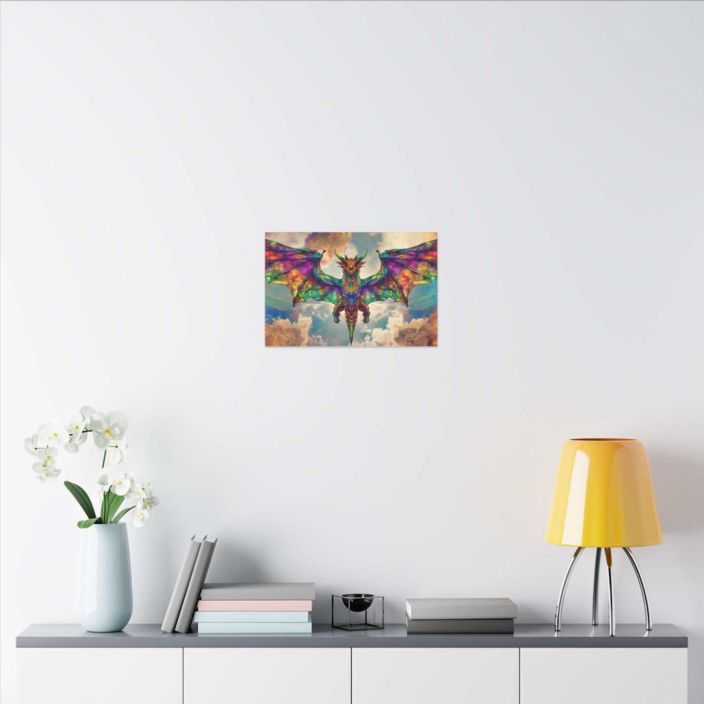 Stained Glass Dragon — Rainbow Wings Canvas - JG Visual Arts