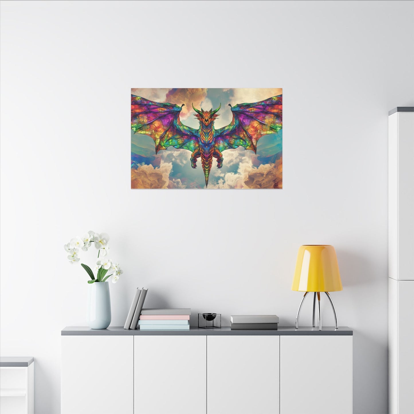 Stained Glass Dragon — Rainbow Wings Canvas - JG Visual Arts
