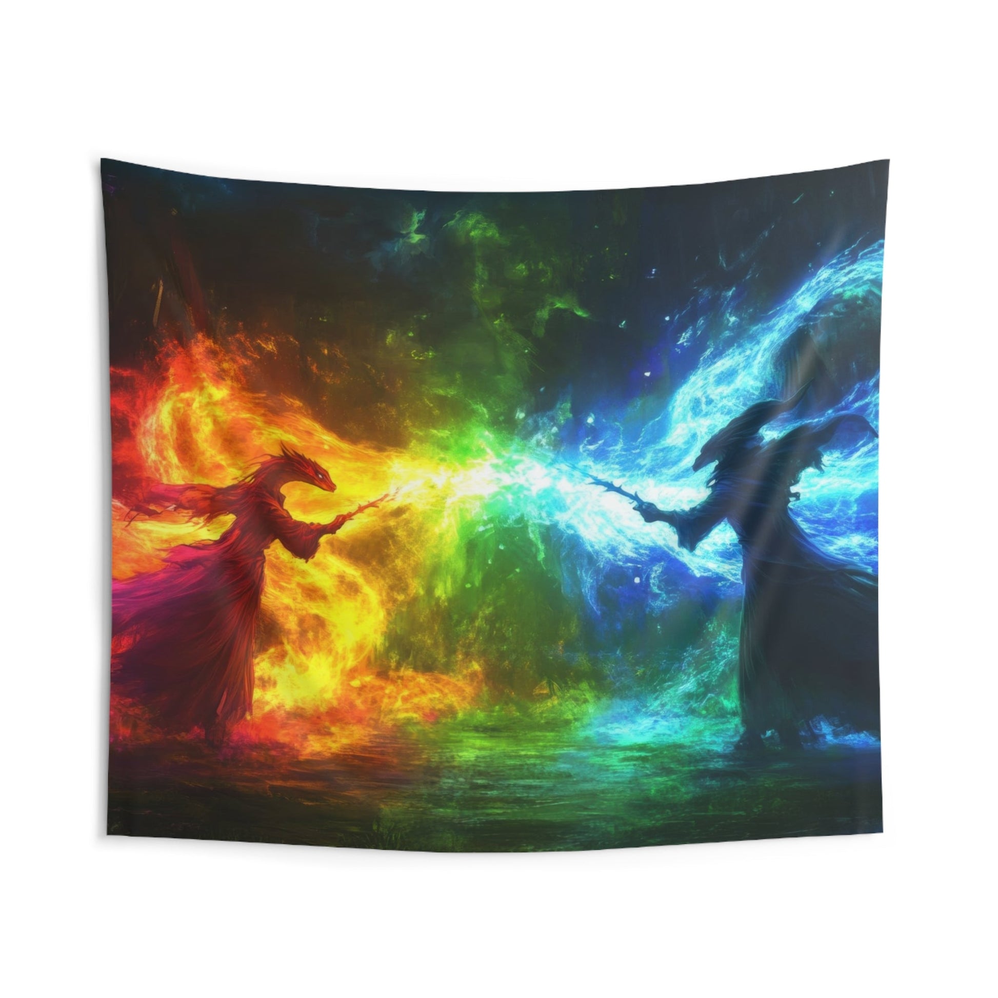 The Duel Arcane — Wizard Battle Tapestry - JG Visual Arts