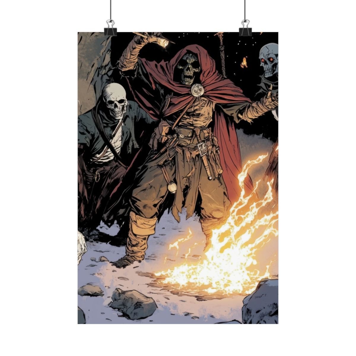 The Flame Conjurer — Hooded Skeleton Poster - JG Visual Arts