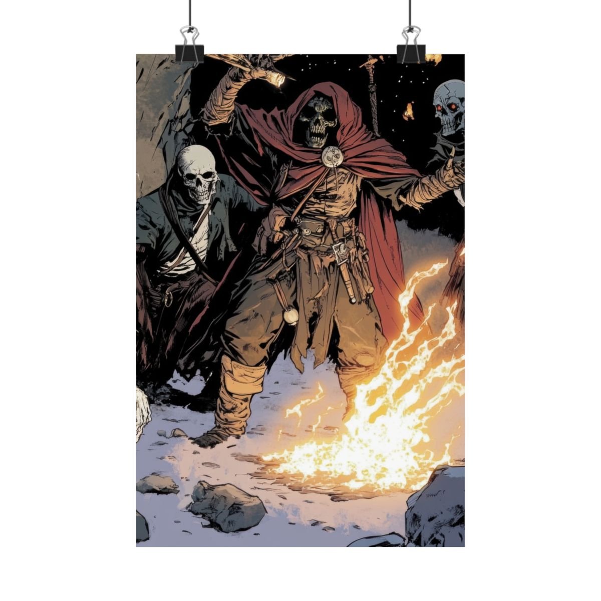 The Flame Conjurer — Hooded Skeleton Poster - JG Visual Arts