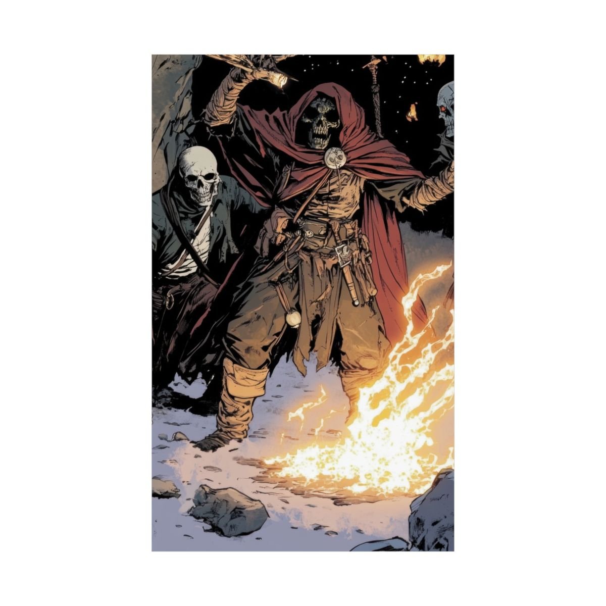 The Flame Conjurer — Hooded Skeleton Poster - JG Visual Arts
